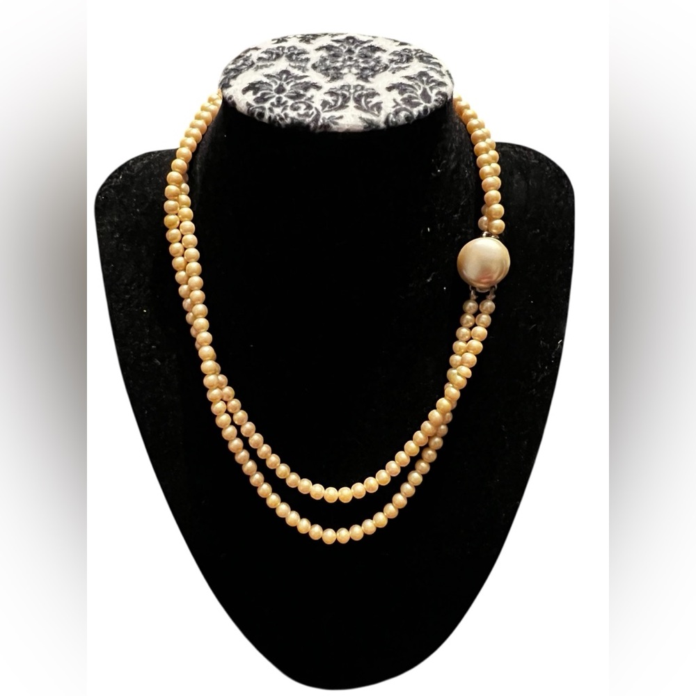 Vintage Faux Pearl Necklace Double Strand Vintage 18”